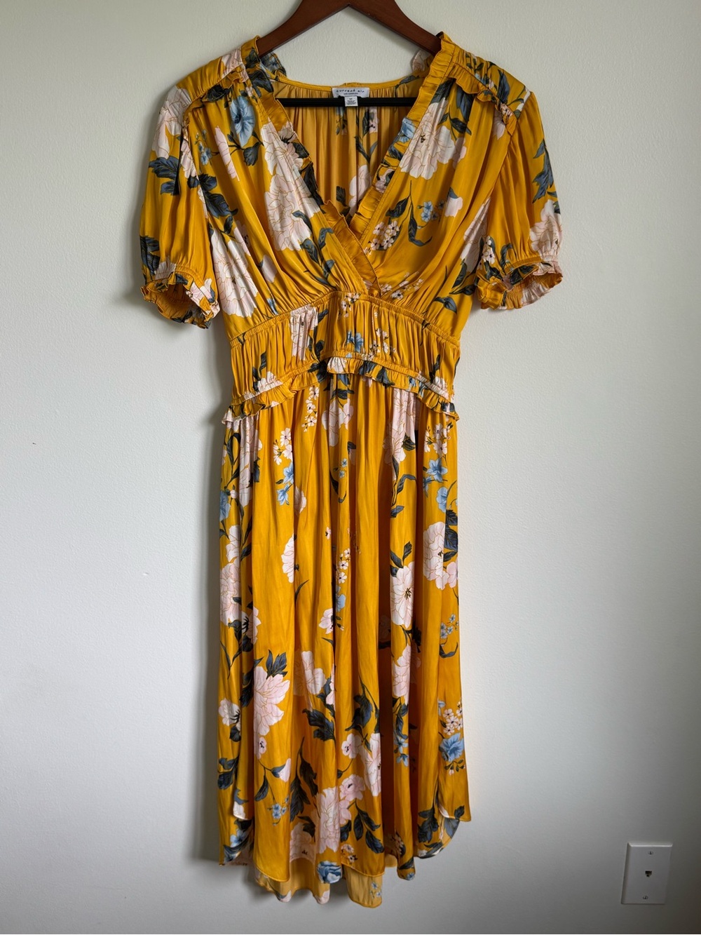 Current Air Canary Yellow Floral Midi Dress